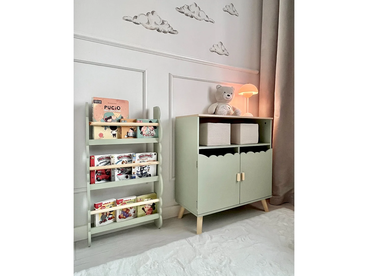 Bibliothèque murale RIGOLET Bois d'ingénierie 80 cm Vert clair
