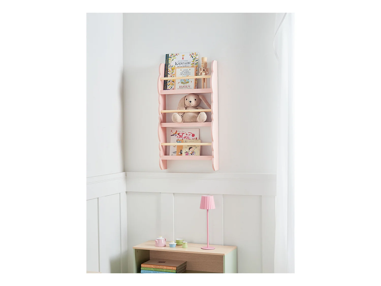 Estante de parede RIGOLET Derivado de madeira 80 cm Rosa pastel