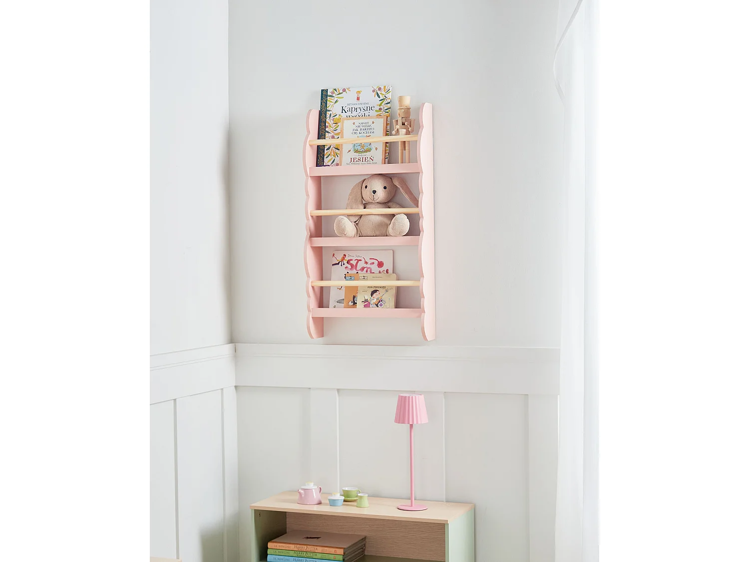 Wandregal RIGOLET Holzwerkstoff 80 cm Pastellrosa