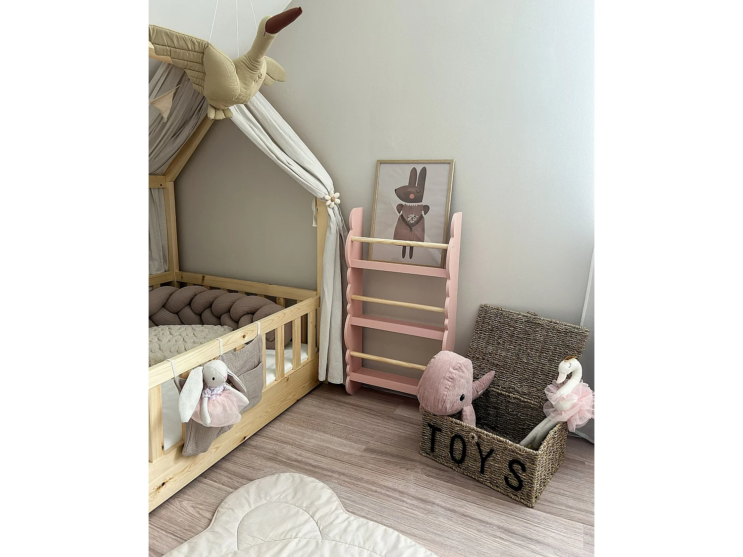 Bibliothèque murale RIGOLET Bois d'ingénierie 80 cm Rose pastel