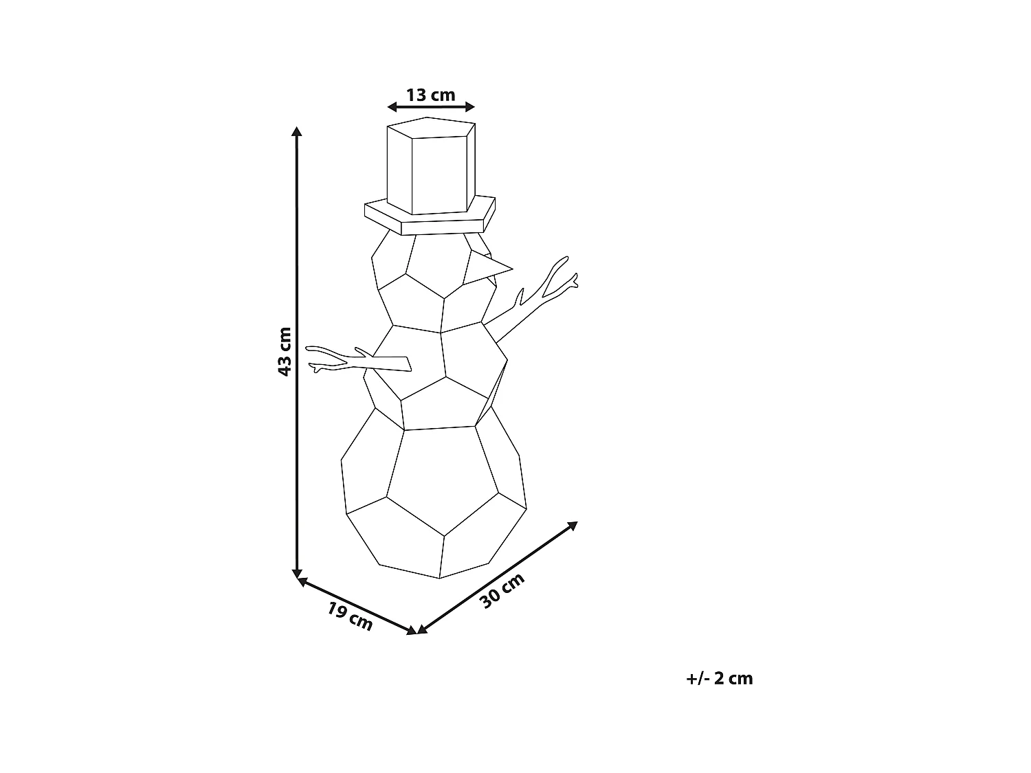 Decorazione LED pupazzo di neve 43 cm ARCTICA
