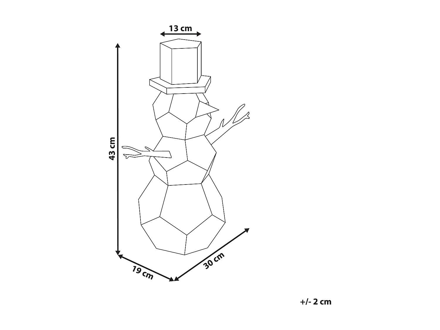 Décoration de Noël LED ARCTICA Bonhomme de neige 43 cm Multicolore