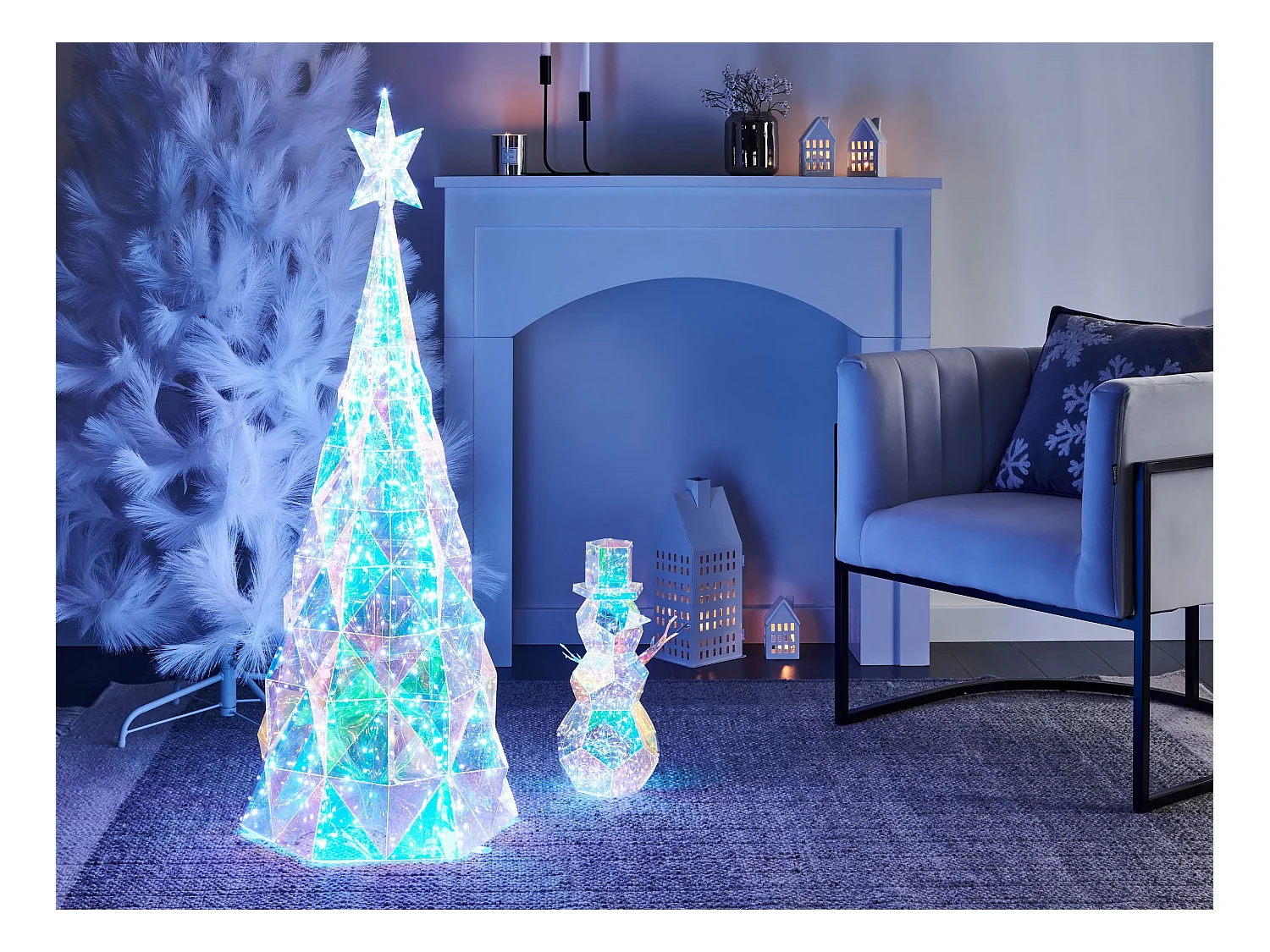 Outdoor Weihnachtsbeleuchtung LED Kunststoff Tannenbaum mit Kabel bunt Iceland