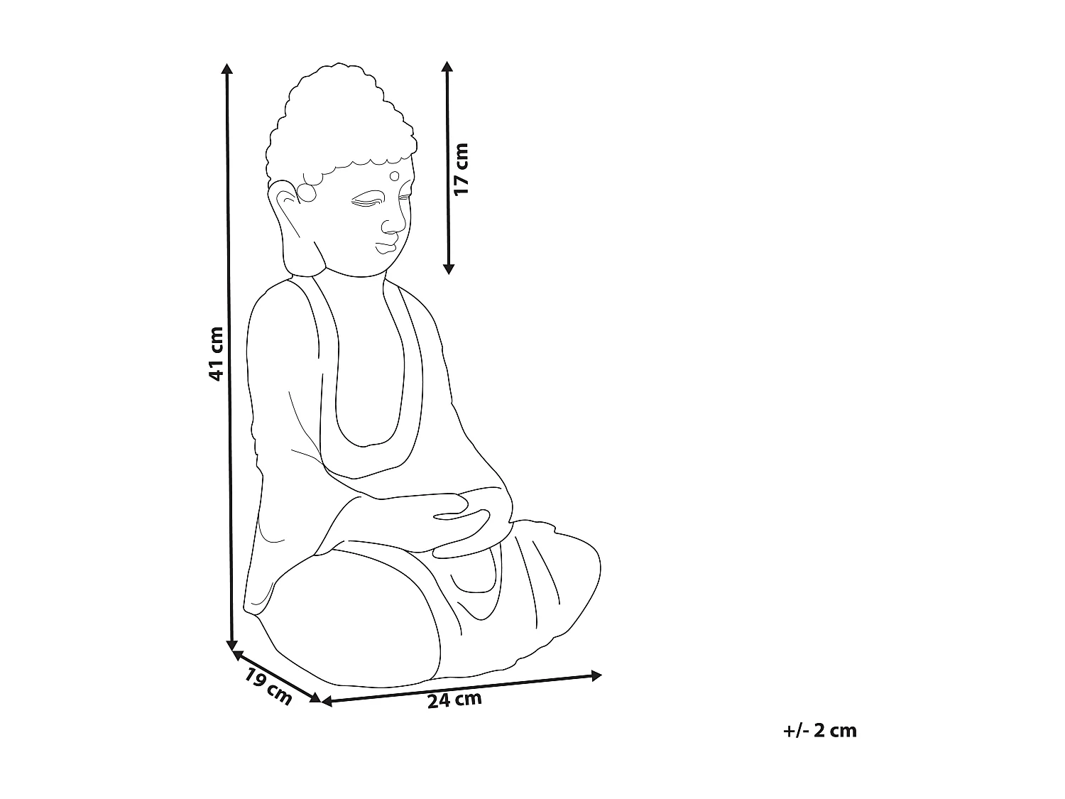 Dekofigur Buddha grau 41 cm VALLOIRE