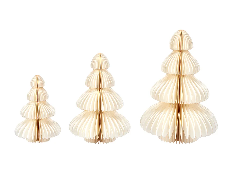 Lot de 3 figurines NILGIRI Arbre de Noël 15/20/25 cm Beige