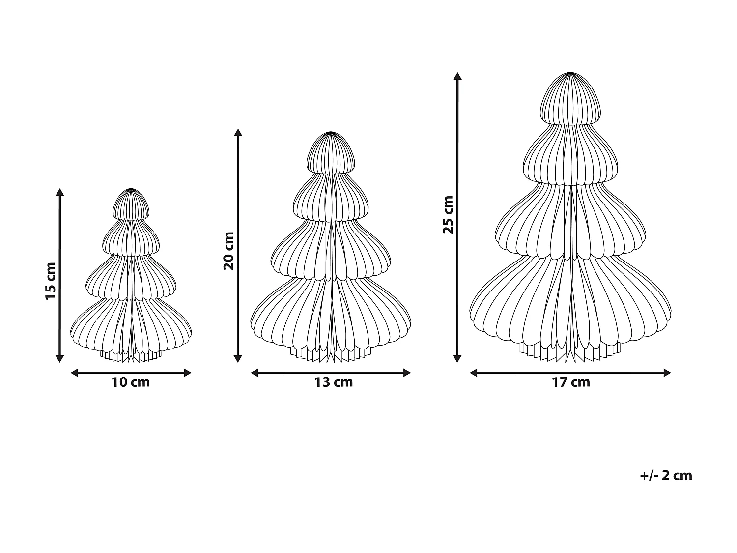 Dekorative Weihnachtsbäume Set mit 3 Figuren Weihnachtsbäume Dekoration Papier Wabe Beige Nilgiri