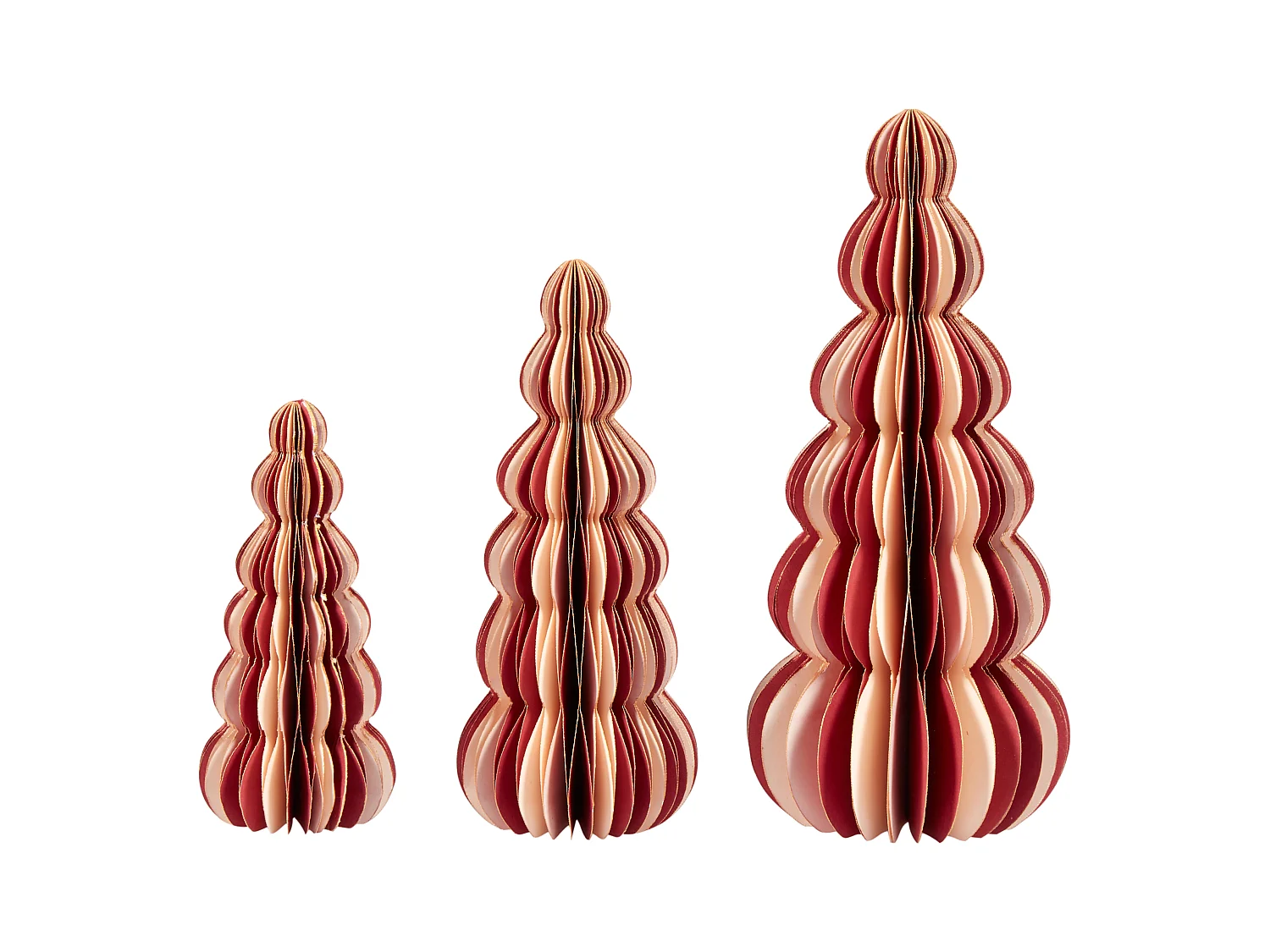 Conjunto de 3 árboles de Navidad decorativos beige y rojo DHAULAGIRI