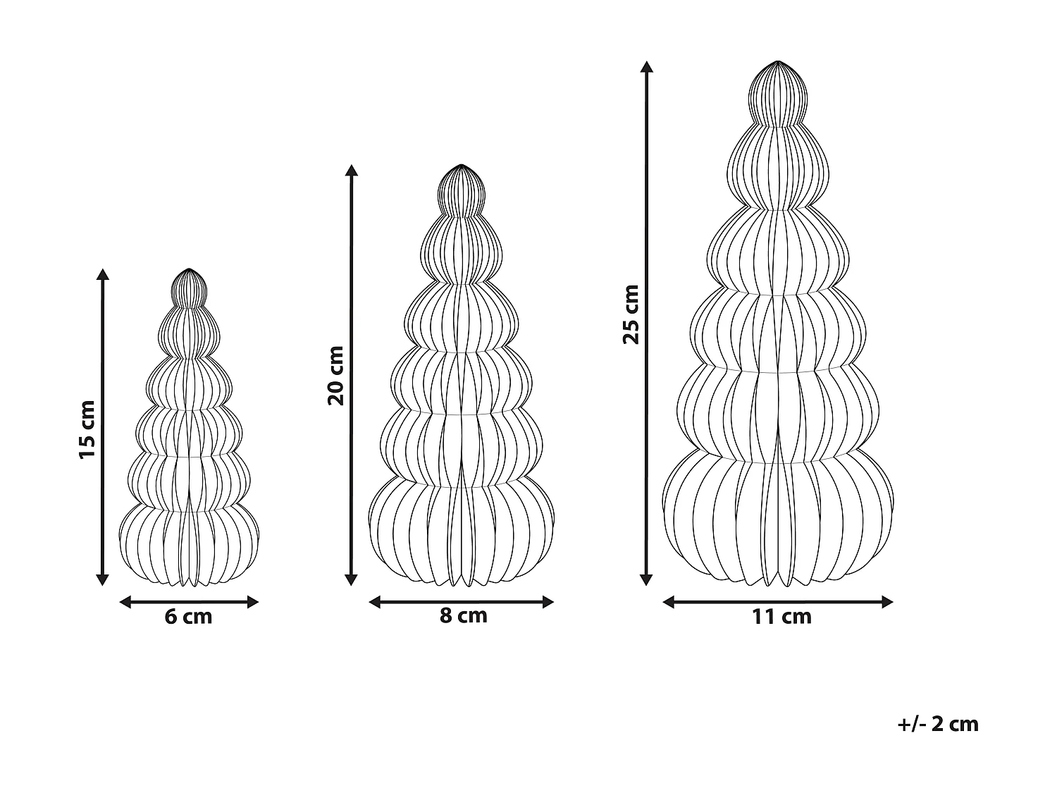 Conjunto de 3 árboles de Navidad decorativos beige y rojo DHAULAGIRI