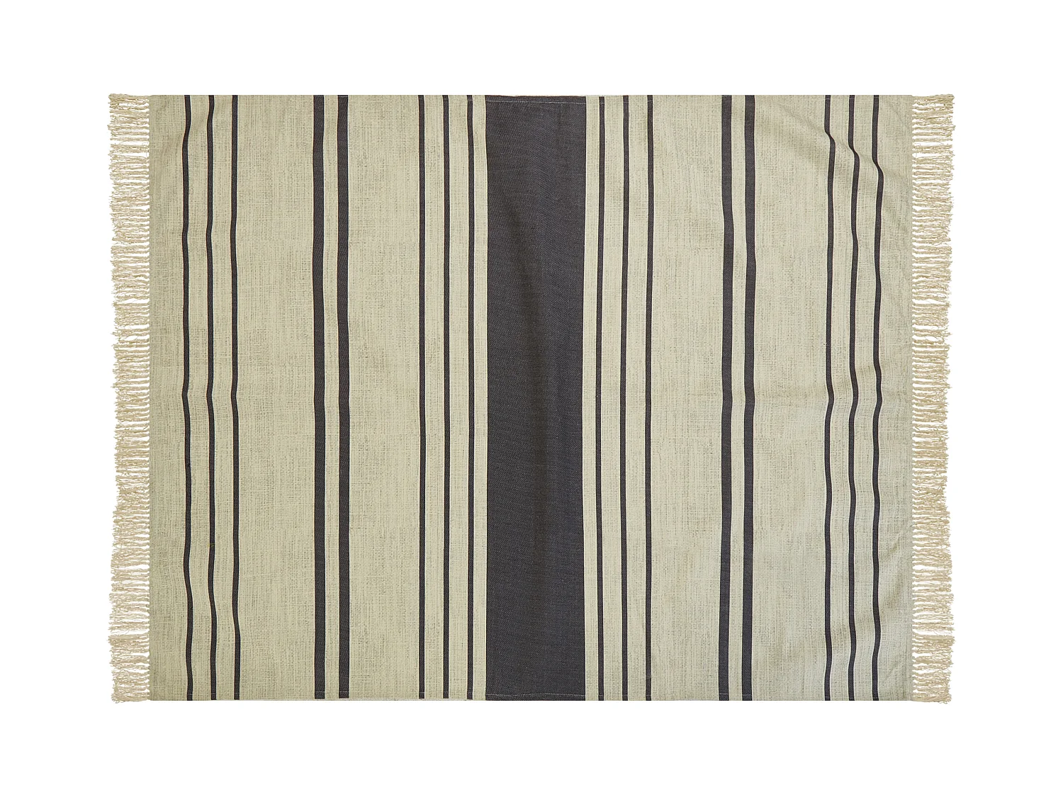 Picknickdecke Baumwolle beige/schwarz 150 x 200 cm isoliert Fransen modern Bhong