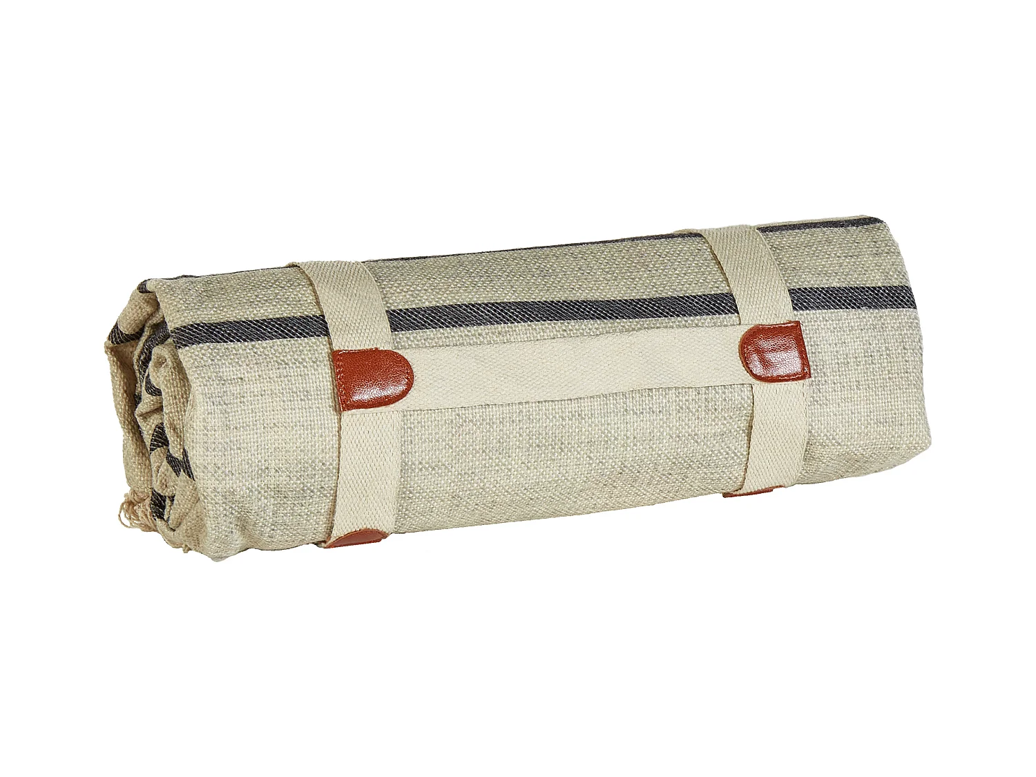 Picknickdecke Baumwolle beige/schwarz 150 x 200 cm isoliert Fransen modern Bhong