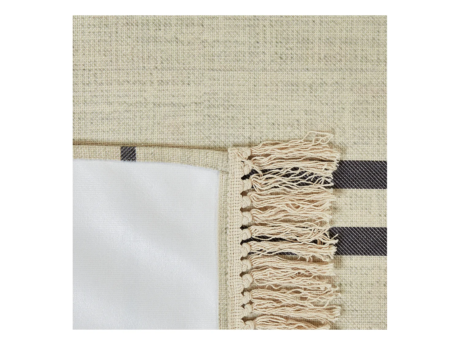 Picknickdecke Baumwolle beige/schwarz 150 x 200 cm isoliert Fransen modern Bhong