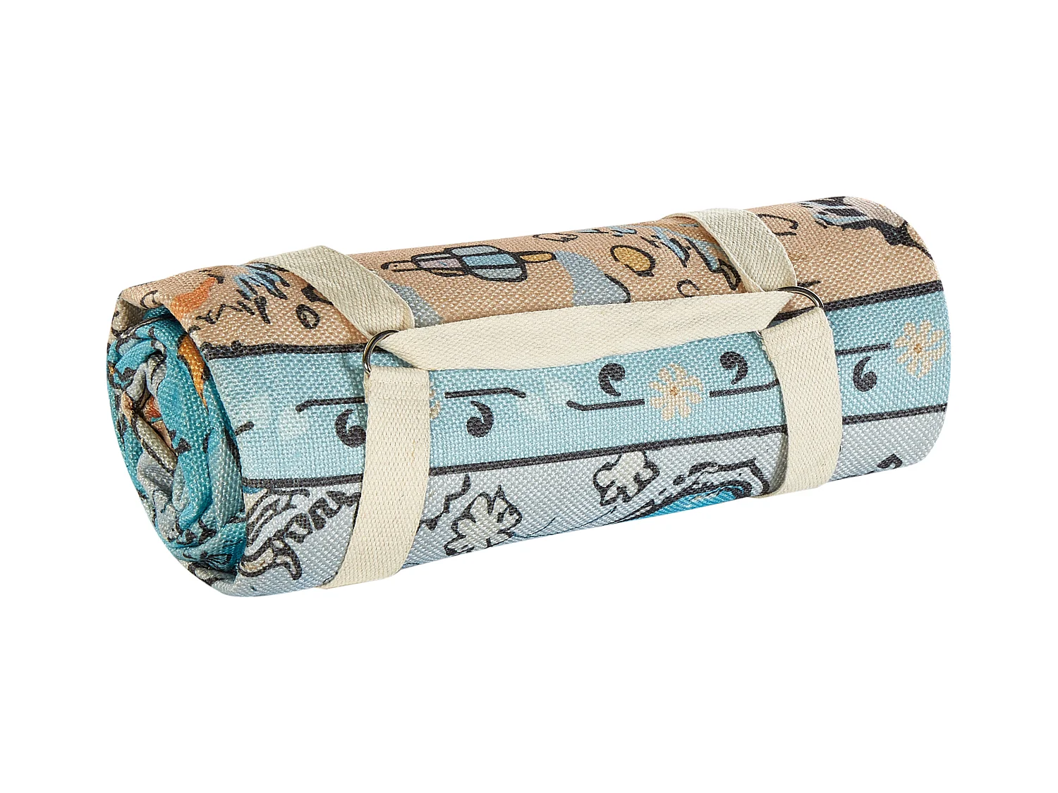 Picknickdecke blau 200 x 200 cm isoliert Quasten orientalisches Muster Kotla