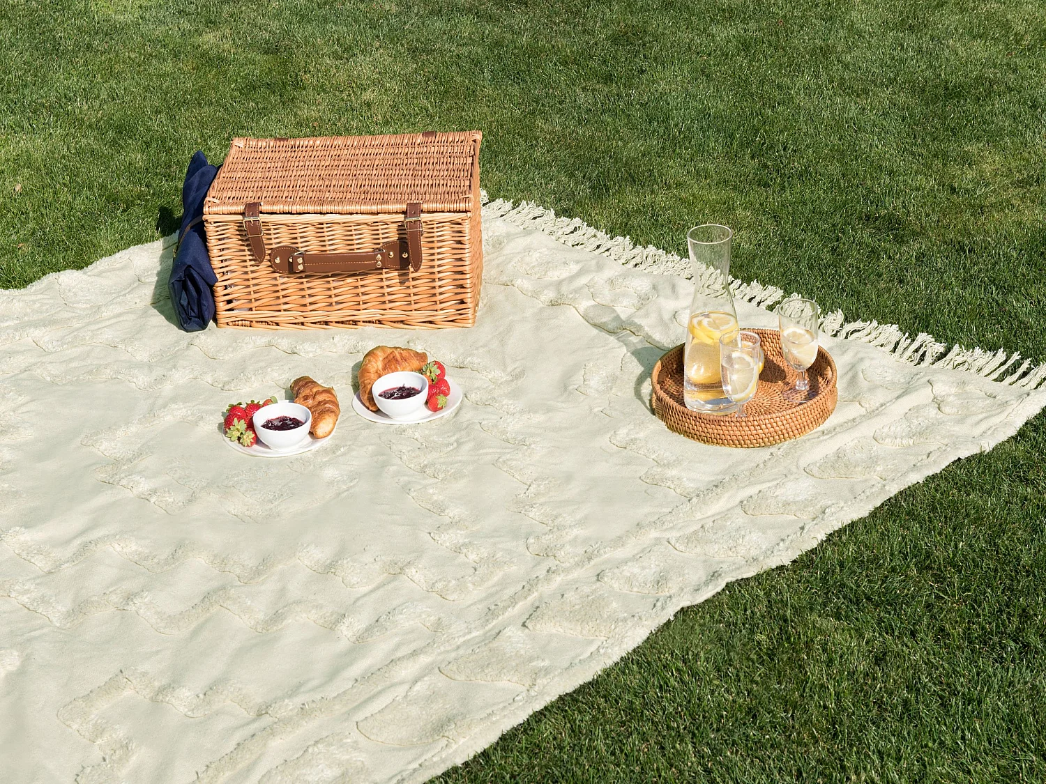 Manta de piquenique GACHINA 200 x 200 cm Creme