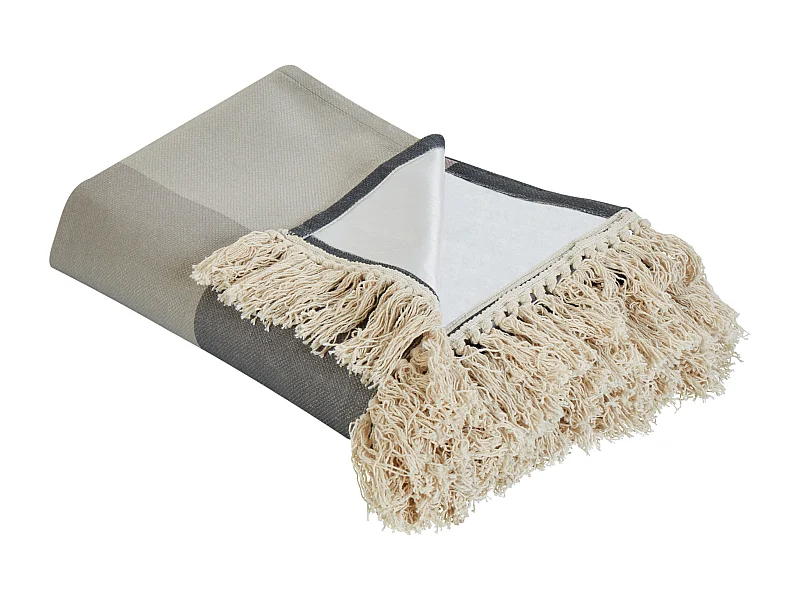 Picknickdecke grau / braun 200 x 200 cm isoliert Fransen modern Lunda