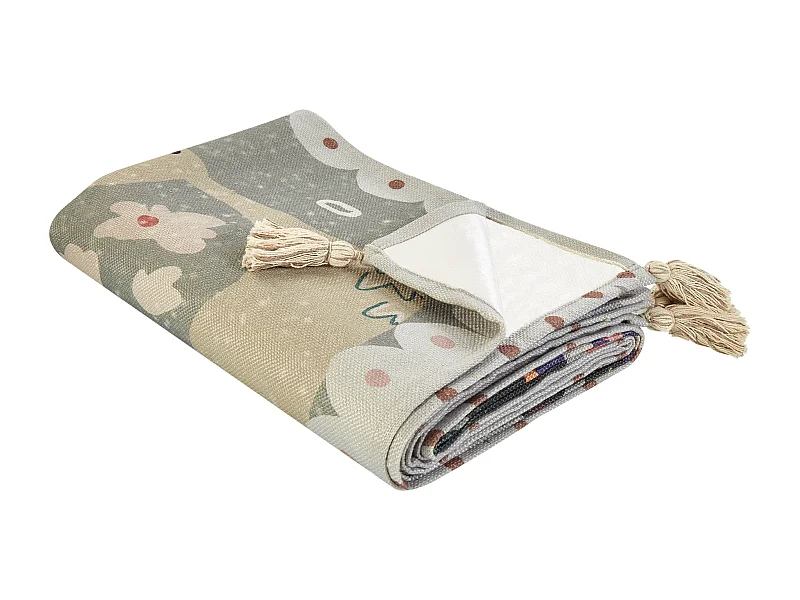 Picknickdecke bunt 200 x 200 cm isoliert Quasten Blumenmuster modern Bandowali