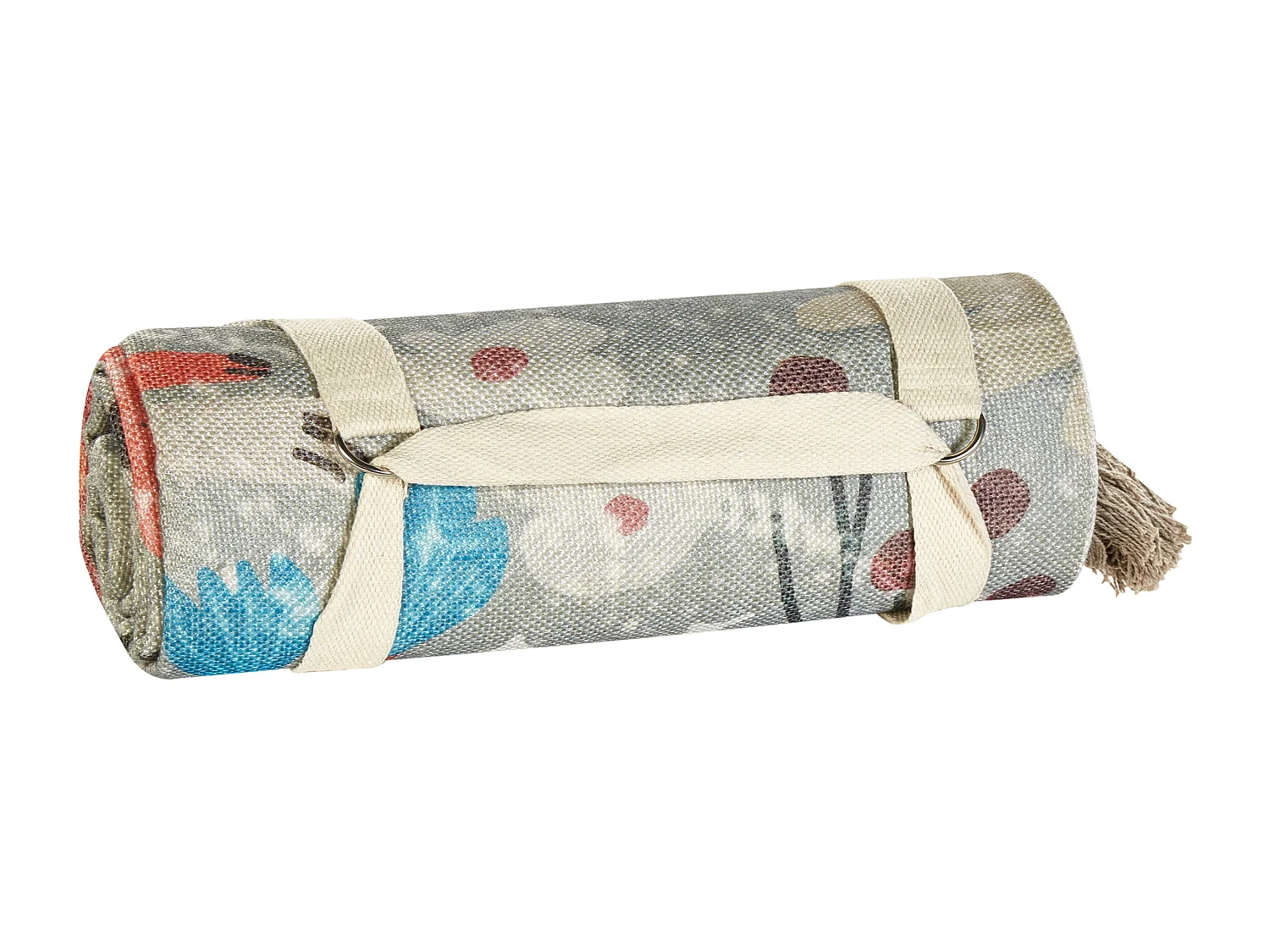 Picknickdecke bunt 200 x 200 cm isoliert Quasten Blumenmuster modern Bandowali