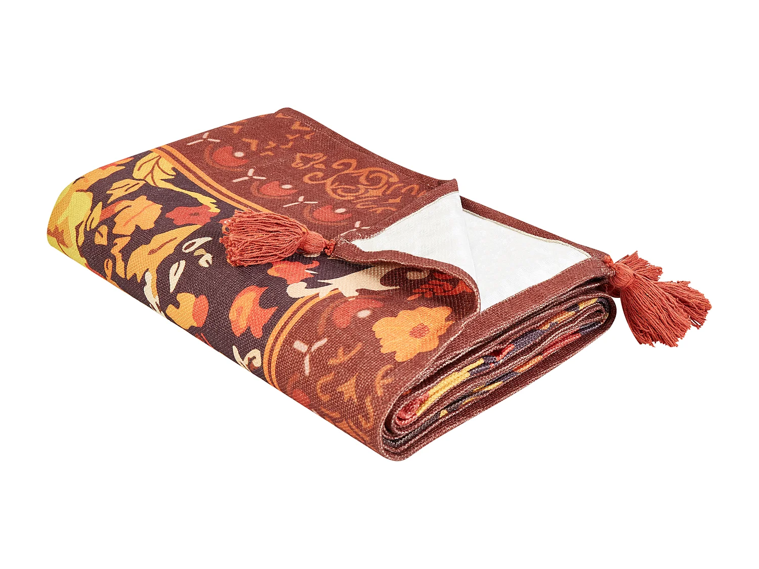 Picknickdecke rot 150 x 200 cm isoliert Quasten Blumenmuster Dilbar