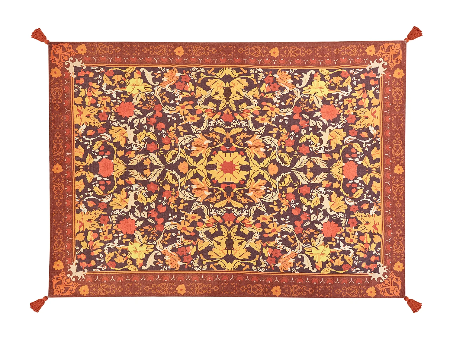 Picknickdecke rot 150 x 200 cm isoliert Quasten Blumenmuster Dilbar