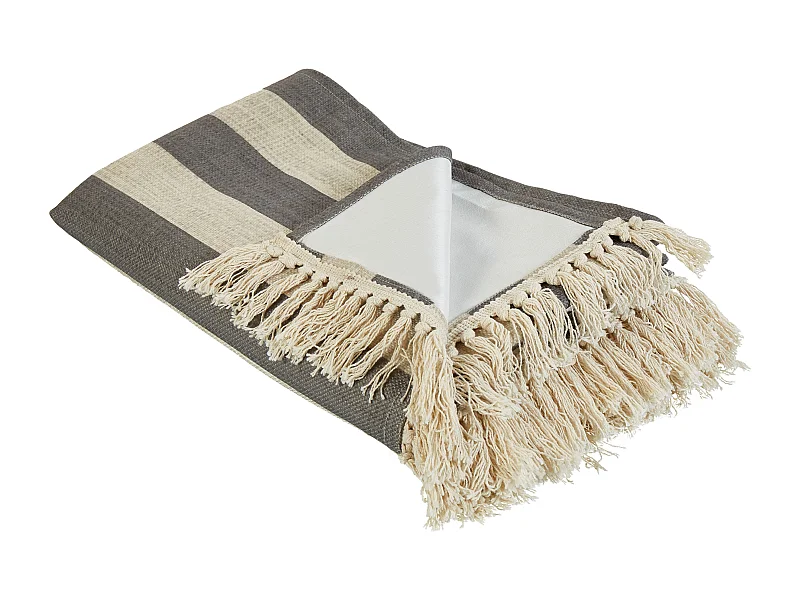 Picknickdecke Baumwolle biege / grau 200 x 200 cm isoliert Fransen modern Mouza