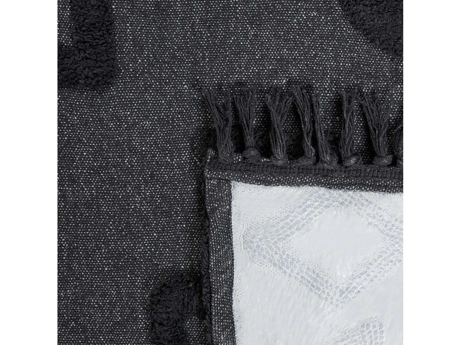 Picknickdecke Baumwolle grau 150 x 200 cm isoliert Fransen Boho Design Gachina