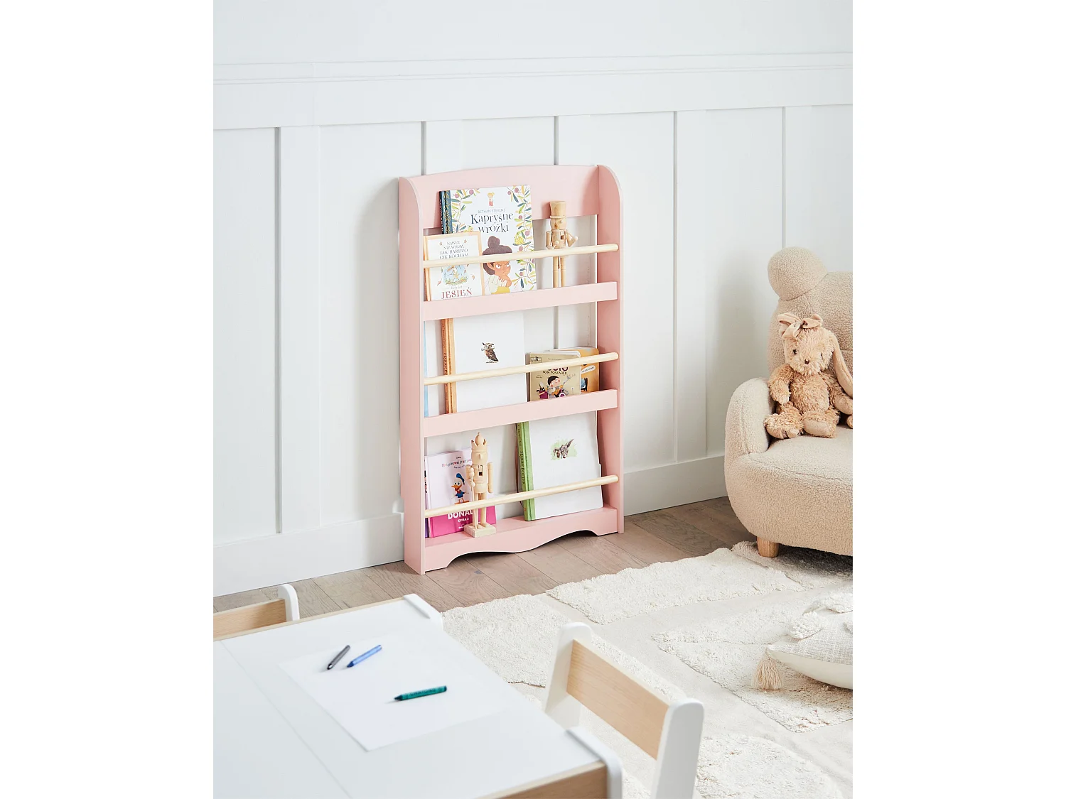 Wall Bookshelf LILOET 100 cm Pastel Pink