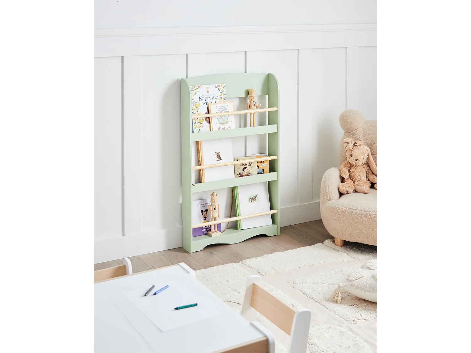 Wall Bookshelf LILOET 100 cm Light Green