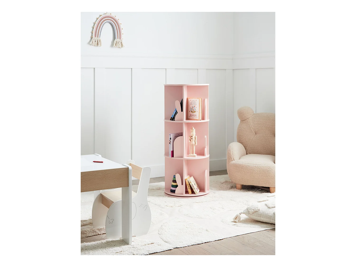 Étagère rotative CANEY 94 cm Rose pastel