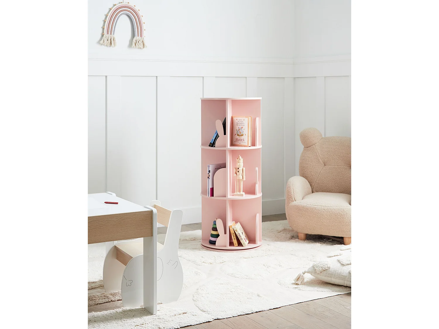 Étagère rotative CANEY 94 cm Rose pastel