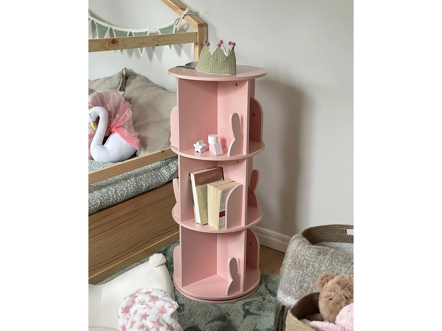 Étagère rotative CANEY Bois d'ingénierie 94 cm Rose pastel