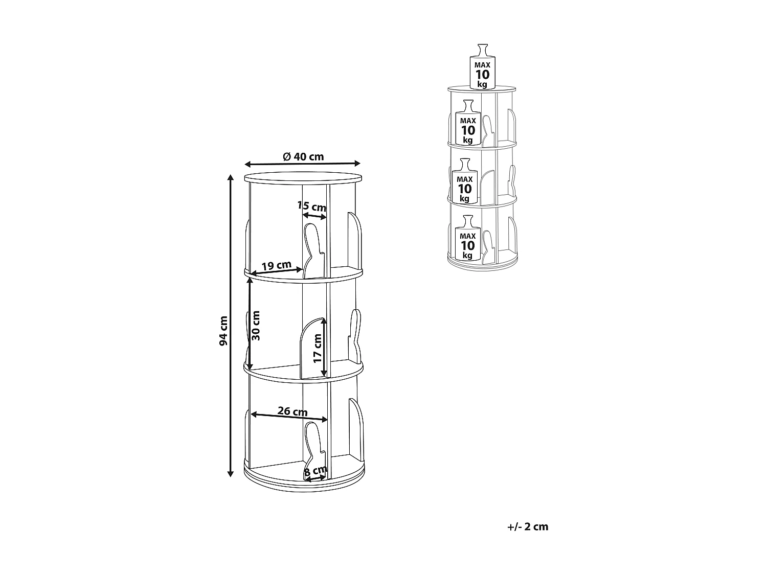 Étagère rotative CANEY 94 cm Rose pastel