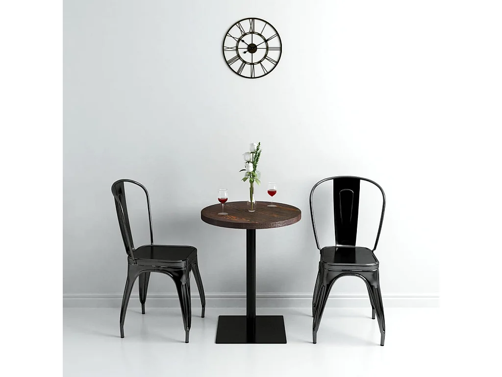 Bistrotafel rond 60x75 cm MDF en staal donker essenkleur