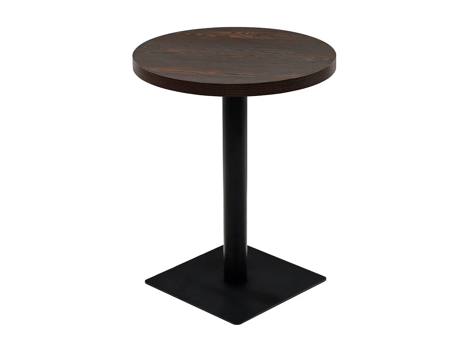 Table de bistro MDF et acier Rond 60 x 75 cm Frêne foncé