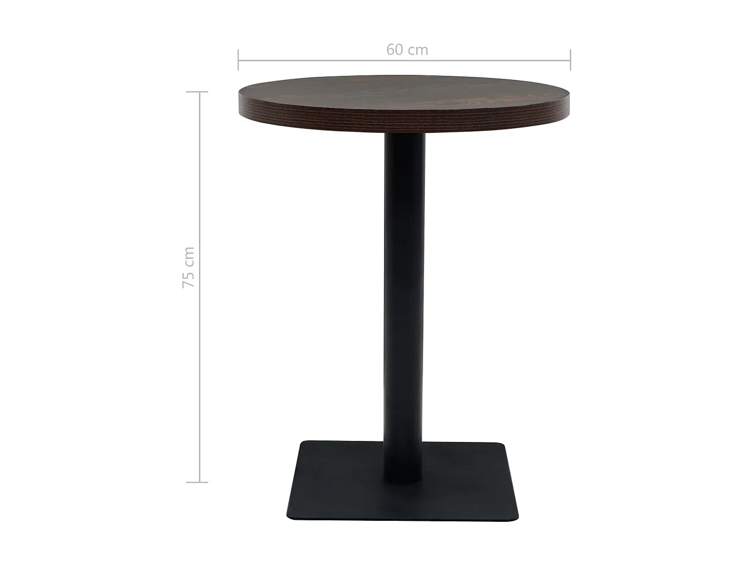 Table de bistro MDF et acier Rond 60 x 75 cm Frêne foncé