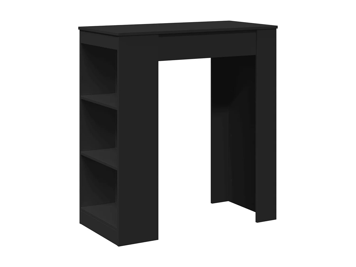 Mesa alta con estantes madera ingeniería negra 95x47x103,5 cm