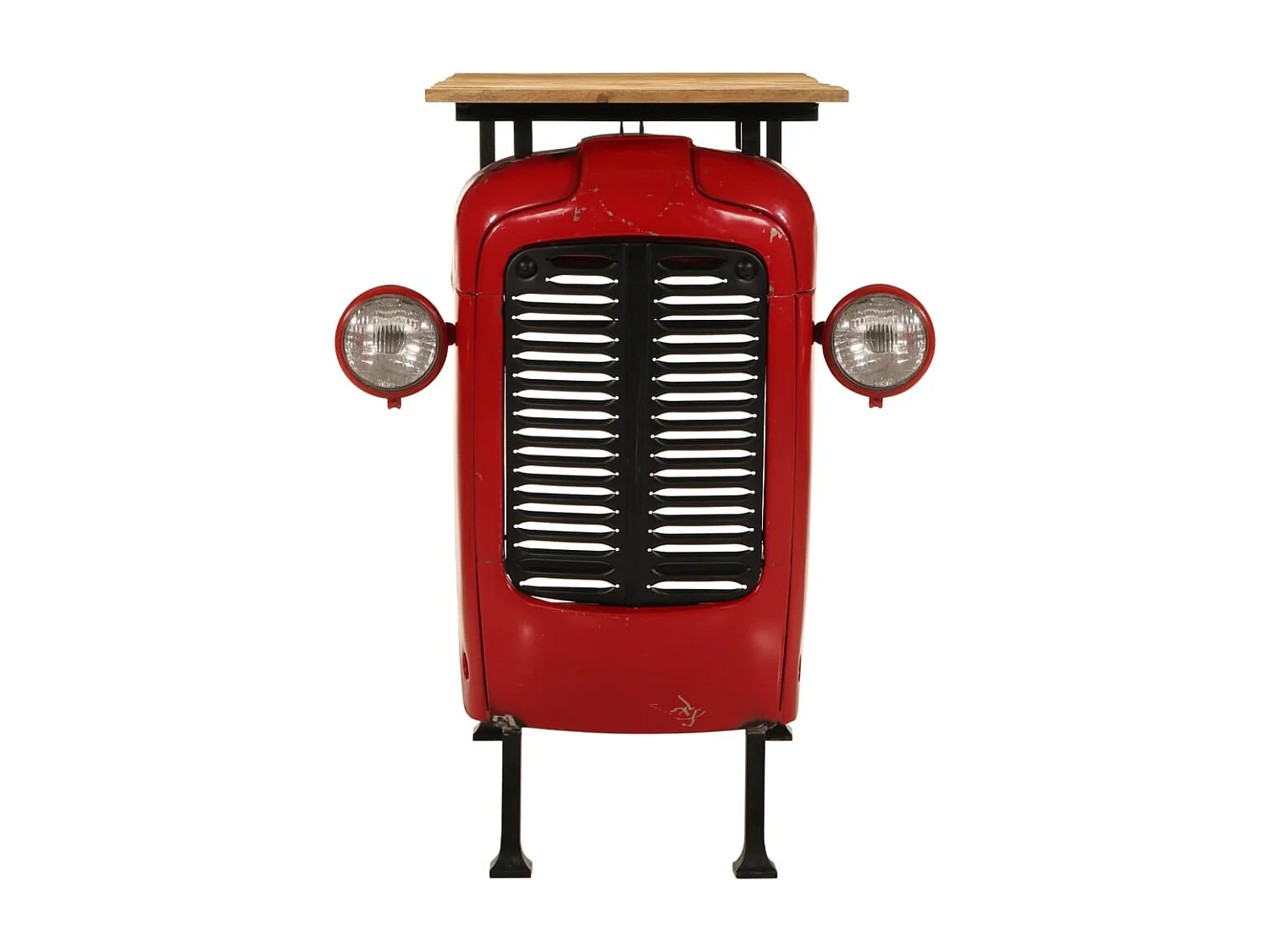 Mesa bar tractor madera maciza mango rojo y marrón 55x120x107cm