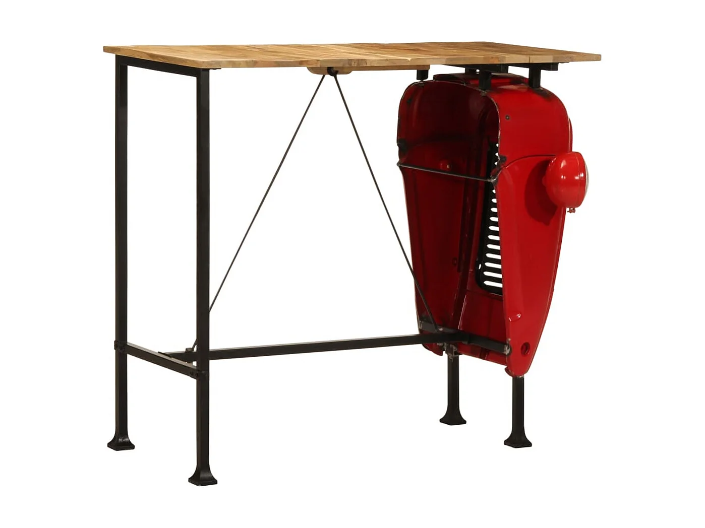 Mesa bar tractor madera maciza mango rojo y marrón 55x120x107cm