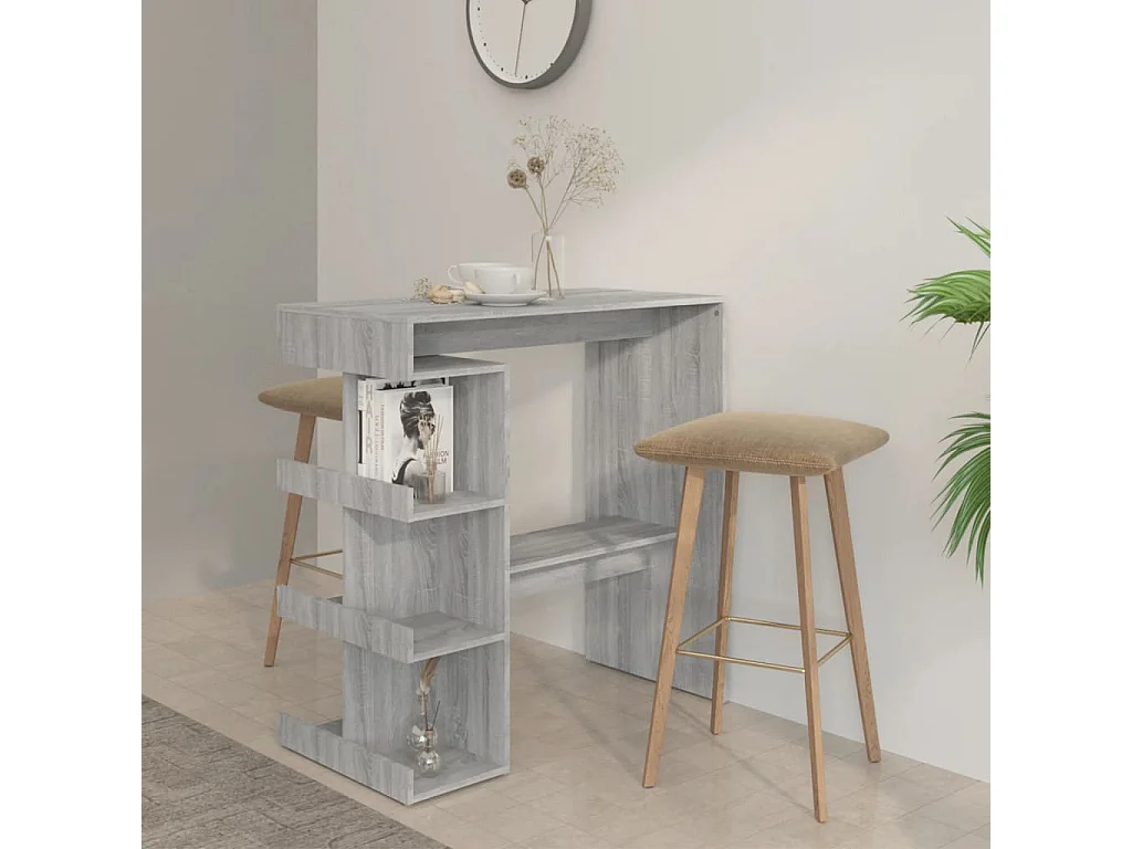 Table de bar et étagère de rangement Sonoma gris 100x50x101,5cm