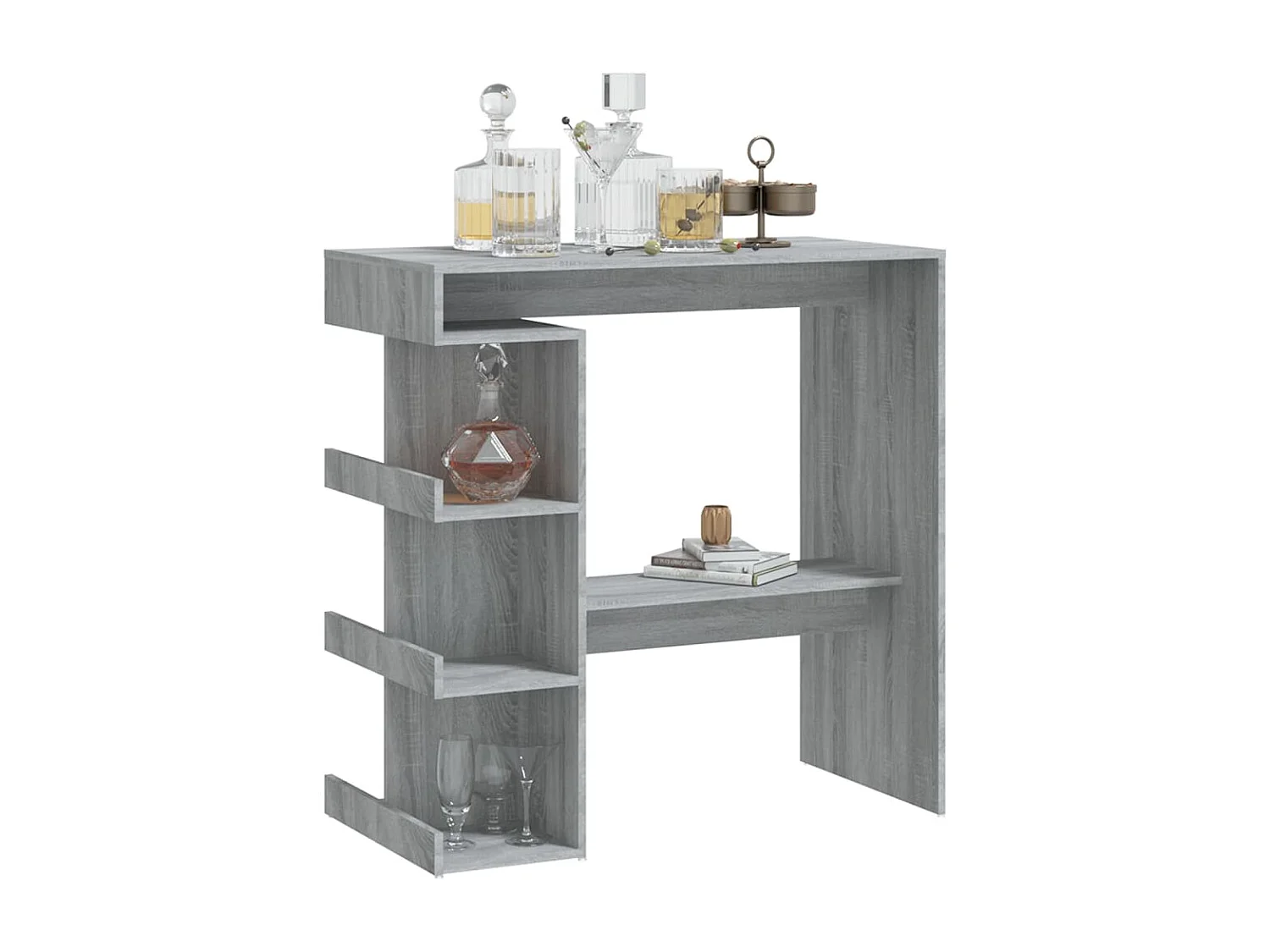 Table de bar et étagère de rangement Sonoma gris 100x50x101,5cm
