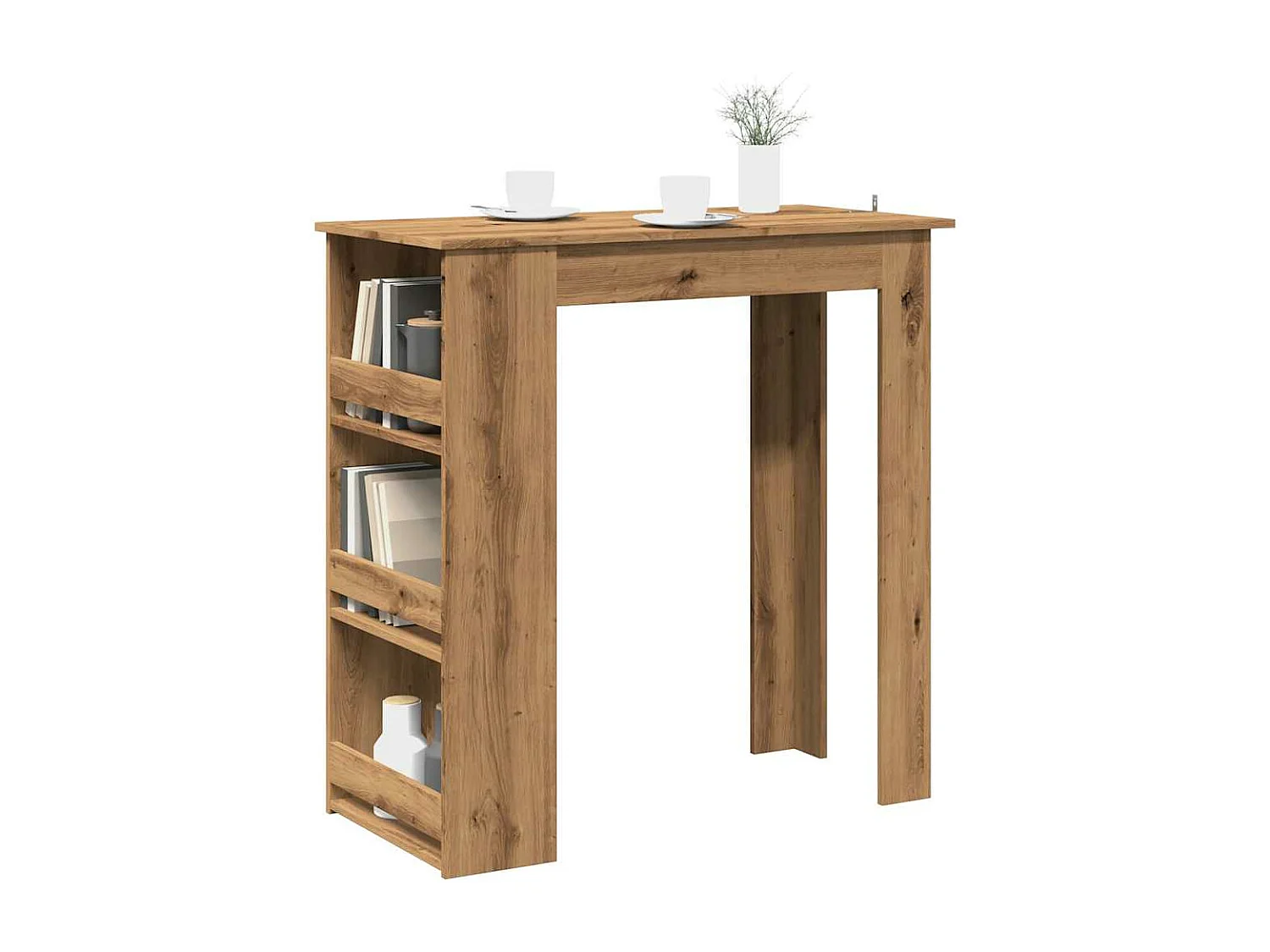 Mesa bar con estante almacenaje roble artisan 102x50x103,5 cm