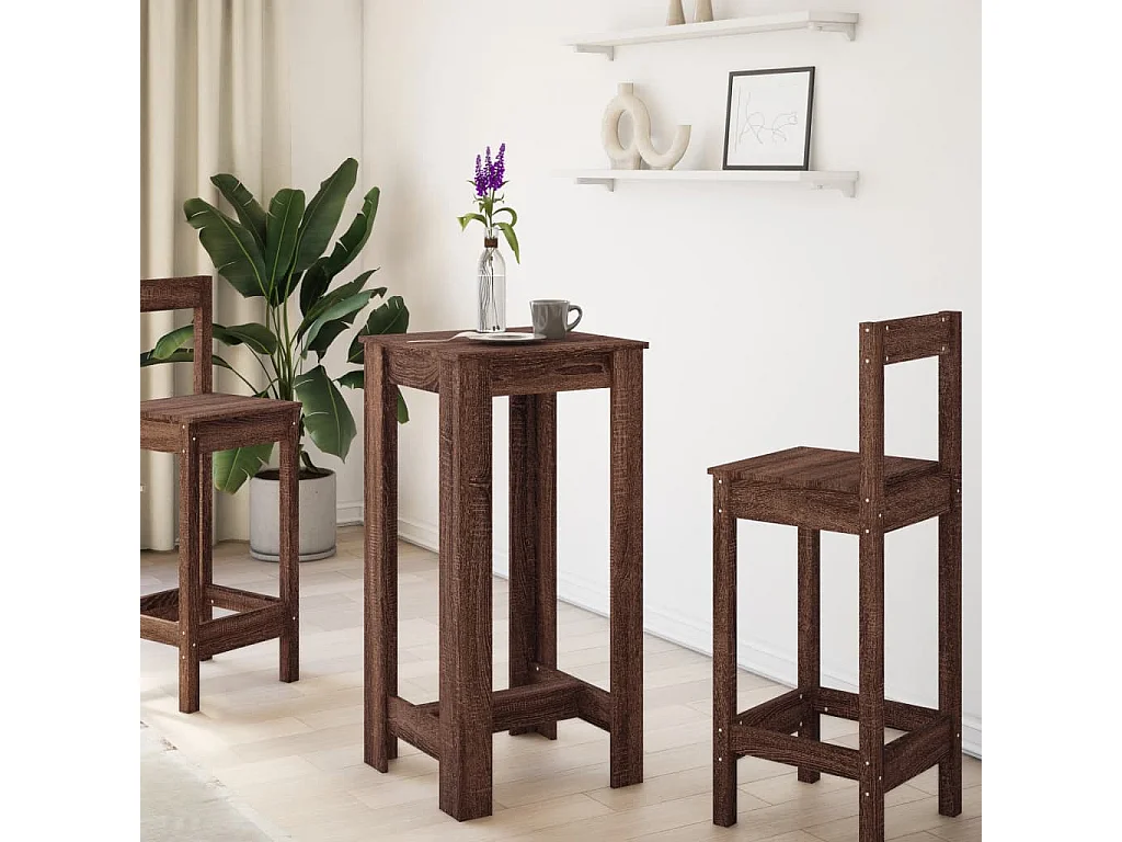 Table de bar chêne marron 51x50x103,5 cm bois d'ingénierie
