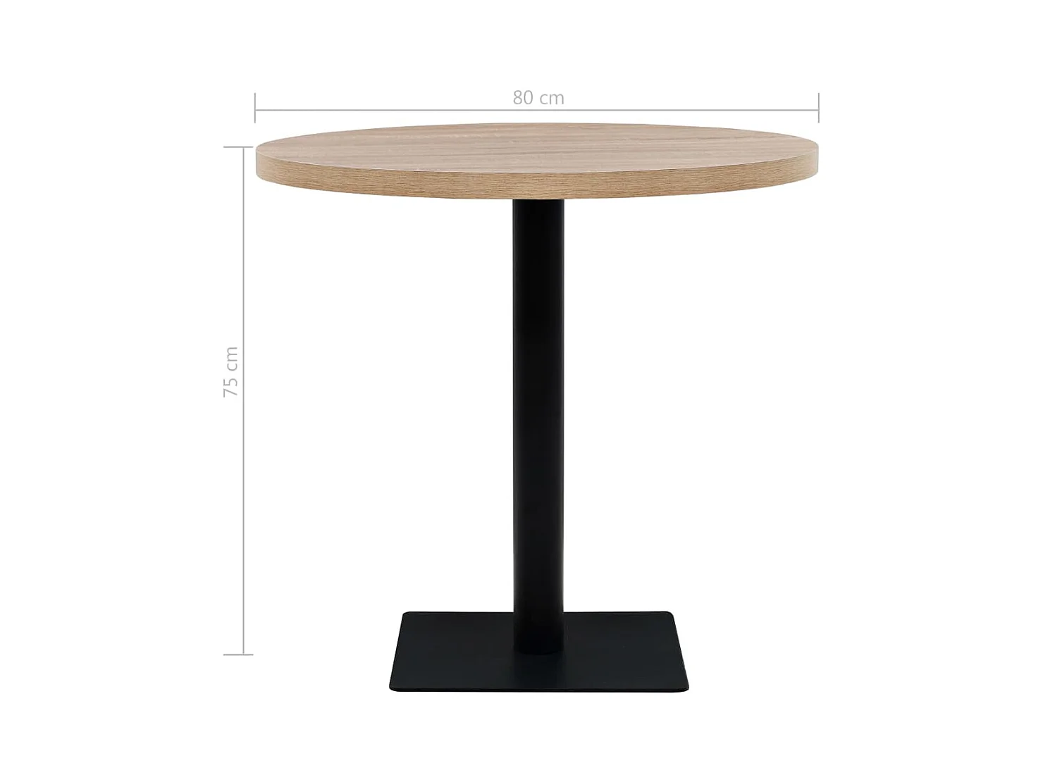 Table de bistro MDF et acier Rond 80 x 75 cm Couleur de chêne