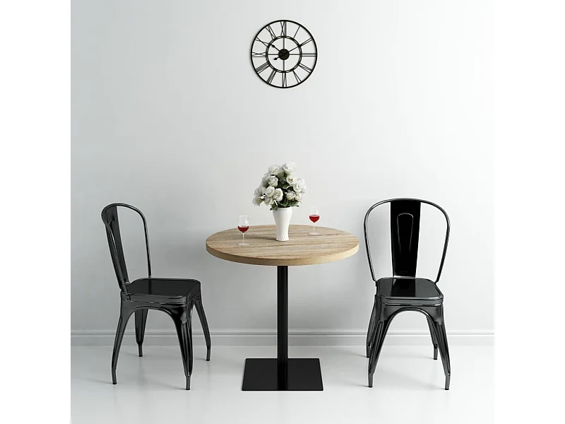 Table de bistro MDF et acier Rond 80 x 75 cm Couleur de chêne