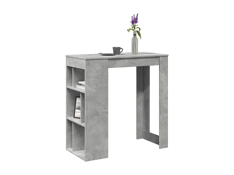Table de bar avec étagères gris béton bois d'ingénierie