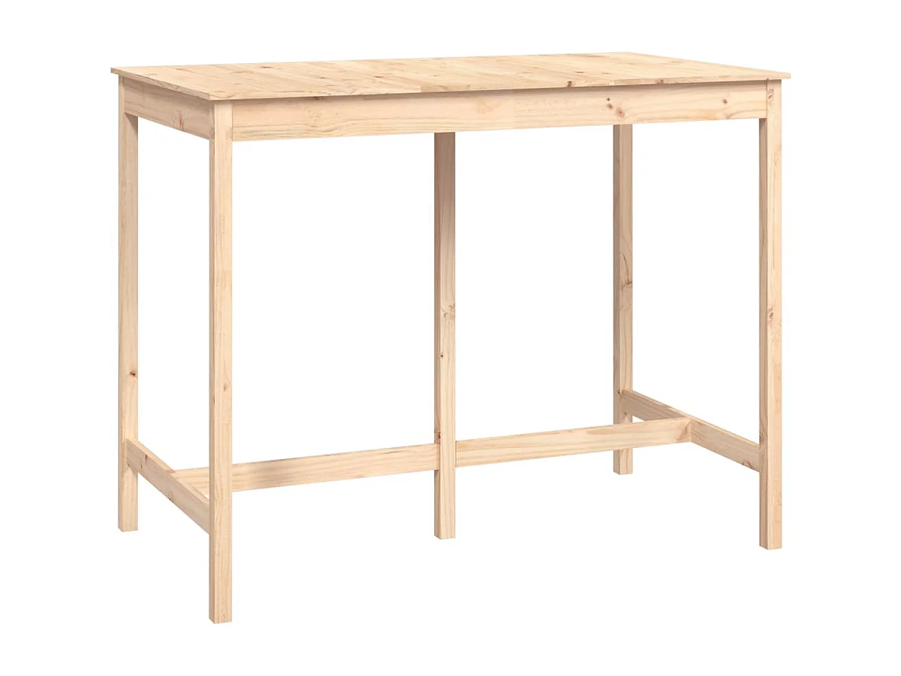 Mesa alta de bar de madera maciza de pino 140x80x110 cm