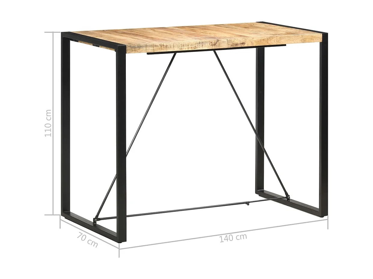 Mesa de bar 140x70x110 cm madeira de mangueira maciça