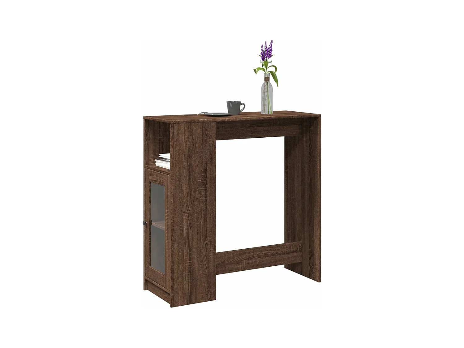 Table de bar avec étagères chêne marron bois d'ingénierie