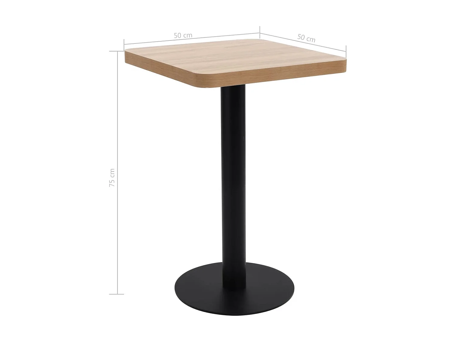 Mesa de bistró MDF marrón claro 50x50 cm