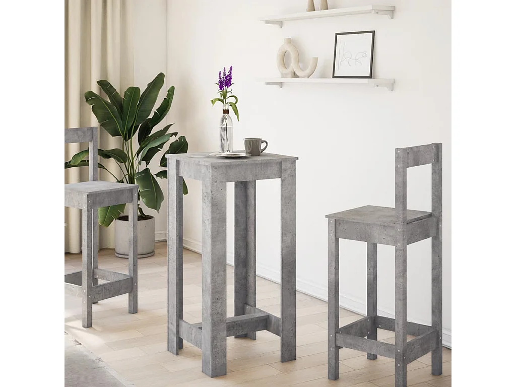 Mesa alta de bar madera ingeniería gris hormigón 51x50x103,5 cm