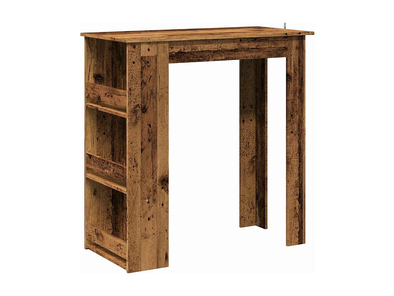 Table de bar et étagère de rangement vieux bois 102x50x103,5 cm