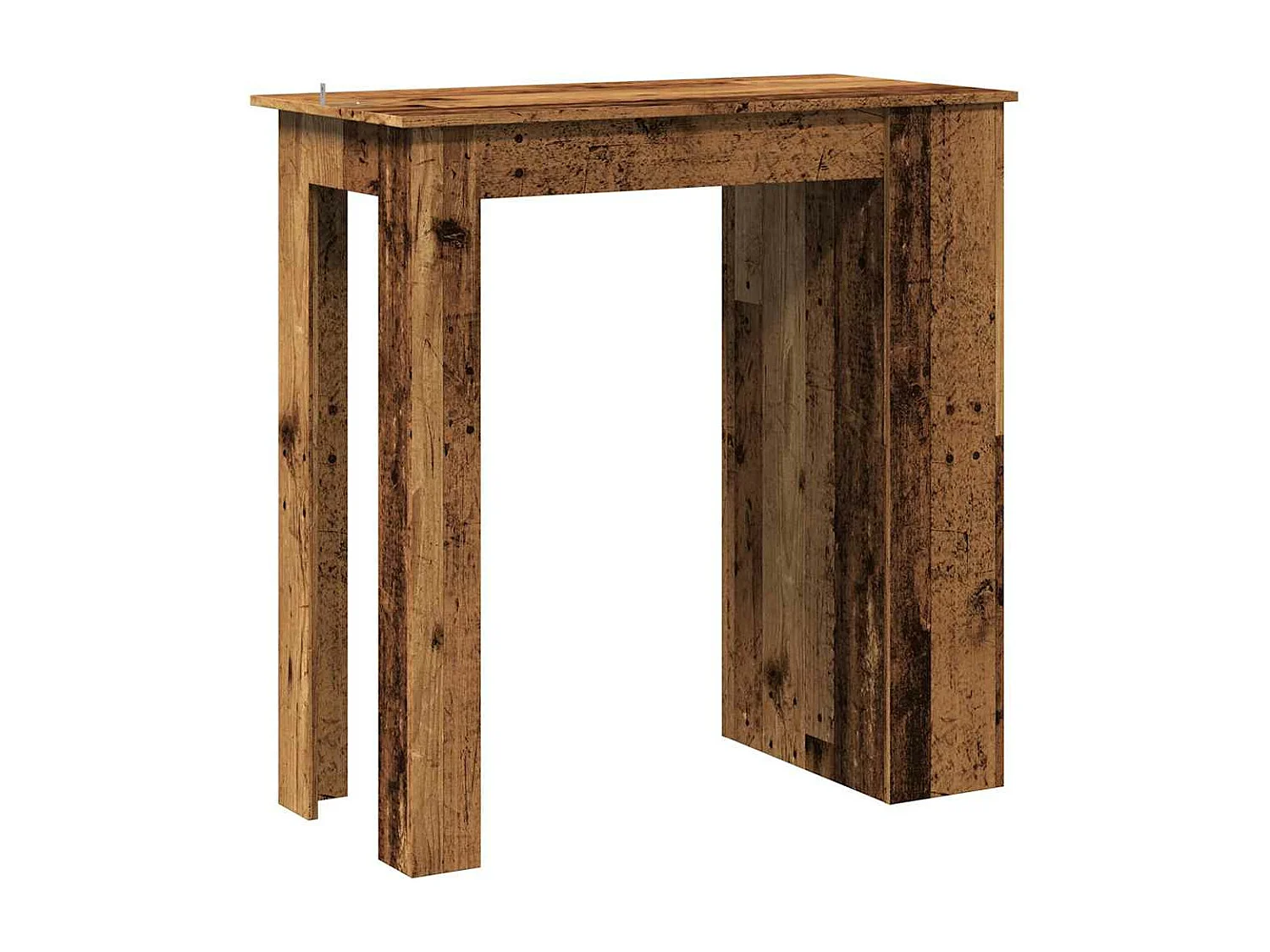Table de bar et étagère de rangement vieux bois 102x50x103,5 cm